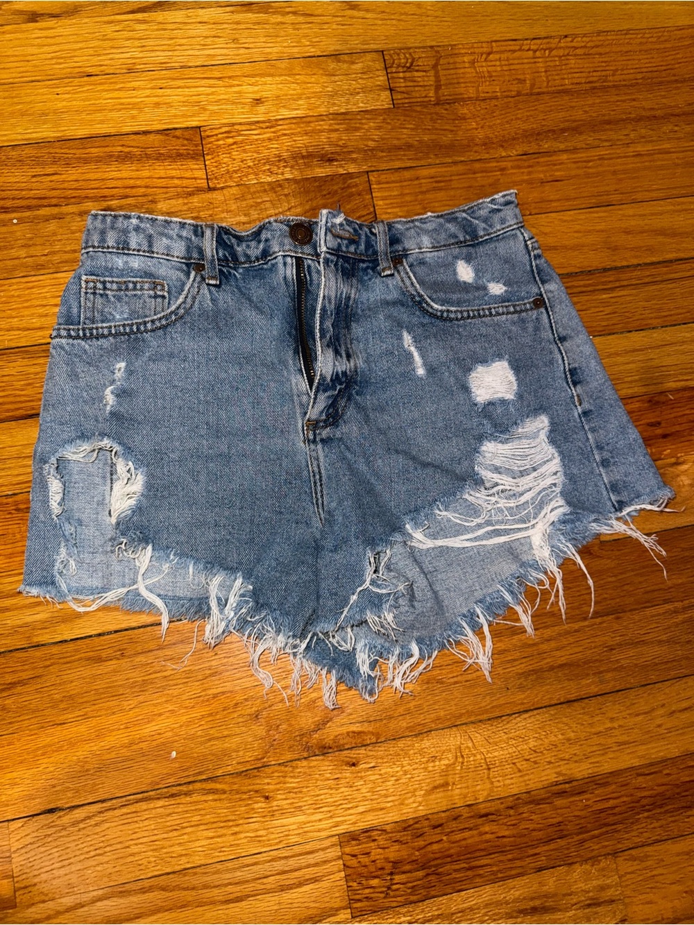 Forever 21 Light Blue Distressed Denim Cutoff Shorts